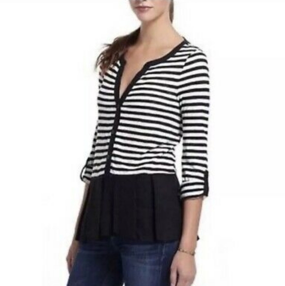 Anthropologie Postmark Striped Peplum Tunic | Sz S - Picture 1 of 5